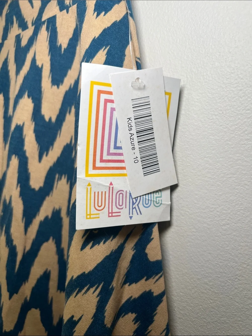 LuLaRoe Kid’s Azure Navy and Beige Zigzag Circle Skirt